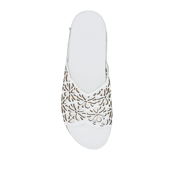 pavers Breathable Cushioned Leather Mules - White