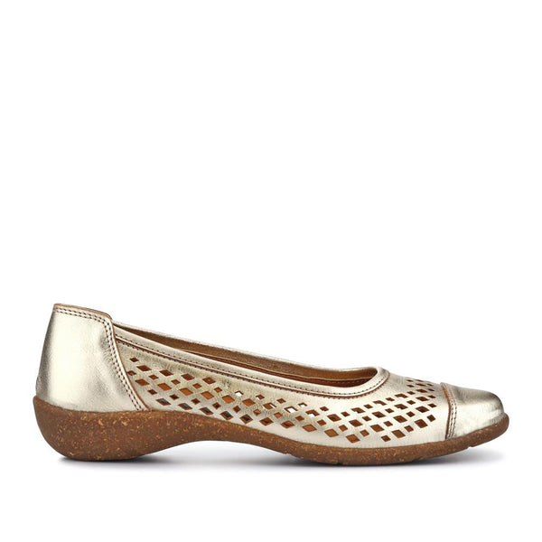 pavers Breathable Leather Pumps - Gold