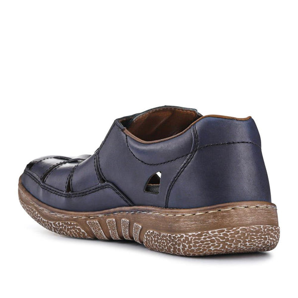 Pavers Breathable Leather Touch-Fasten Shoes - Navy