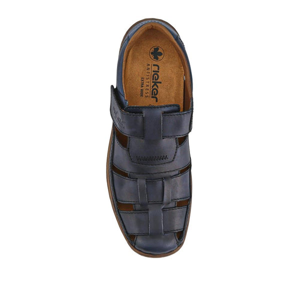 Pavers Breathable Leather Touch-Fasten Shoes - Navy