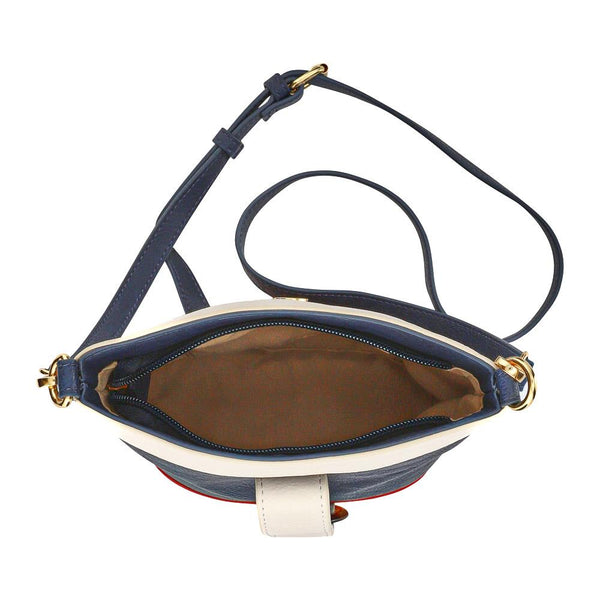 Pavers Buckle-Fasten Cross-Body Bag - White-Navy-Red