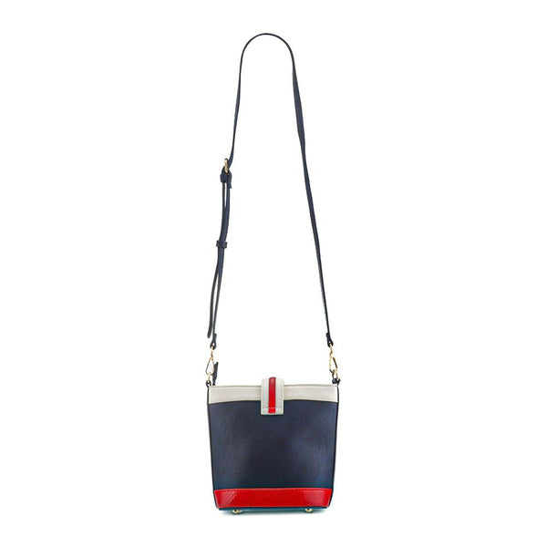 pavers Buckle-Fasten Cross-Body Bag - White-Navy-Red