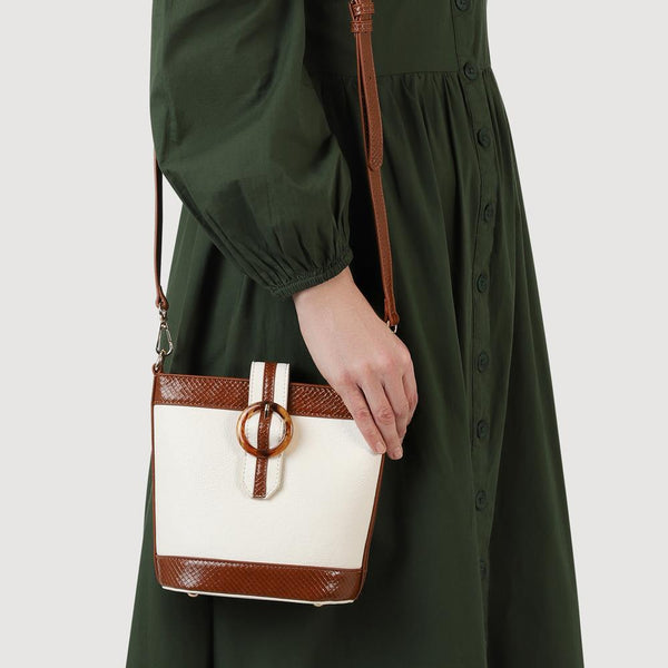 Pavers Buckle-Fasten Cross-Body Bag - White-Tan