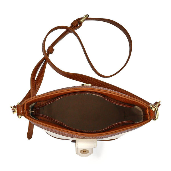 Pavers Buckle-Fasten Cross-Body Bag - White-Tan