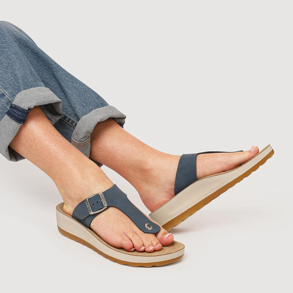 Pavers Buckle-Fasten Toe-Post Sandals - Blue