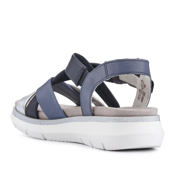 Pavers Buckle-Fastened Leather Sandals - Navy Multi