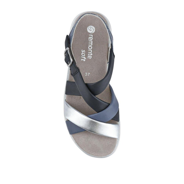 Pavers Buckle-Fastened Leather Sandals - Navy Multi
