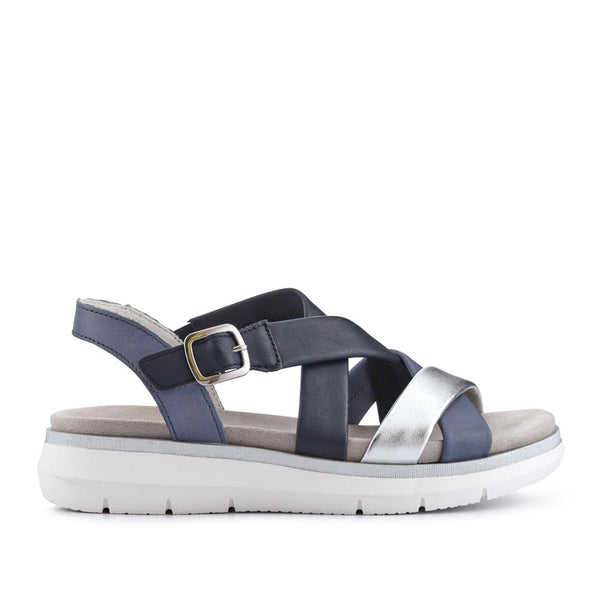 pavers Buckle-Fastened Leather Sandals - Navy Multi