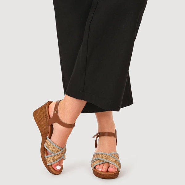 Pavers Buckle-Fastening Wedge Espadrilles - Beige