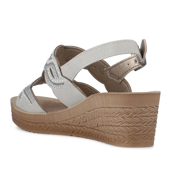 Pavers Buckle-Fastening Wedge Sandals - White