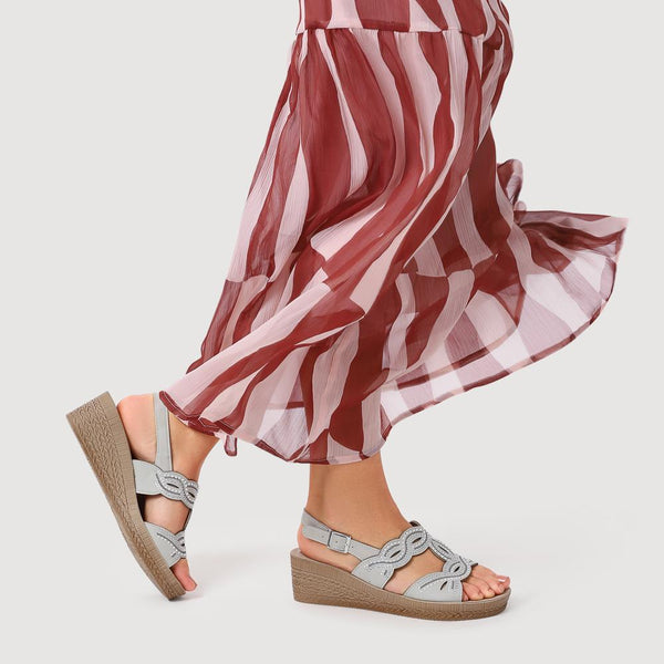 Pavers Buckle-Fastening Wedge Sandals - White