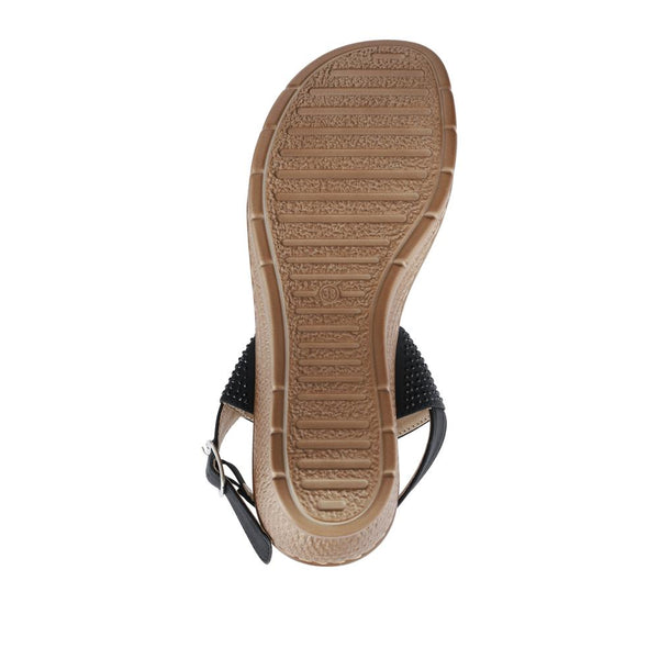 Pavers Buckle-Up Wedge Sandals - Black