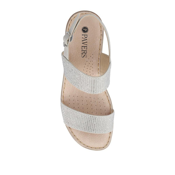 Pavers Buckle-Up Wedge Sandals - Light Grey