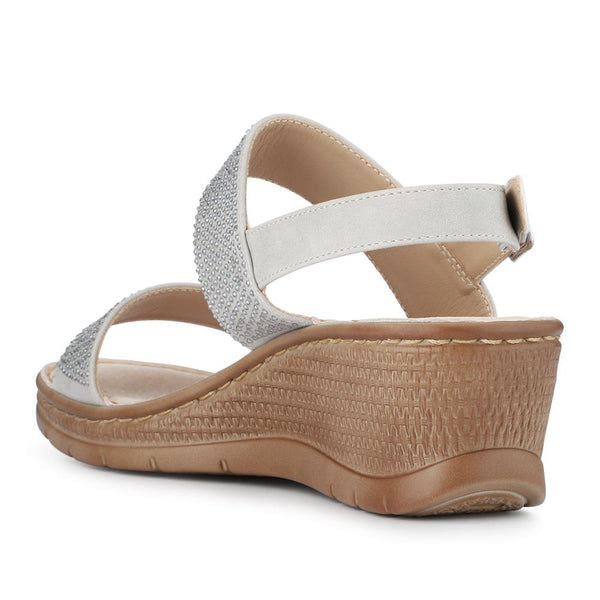 pavers Buckle-Up Wedge Sandals - Light Grey