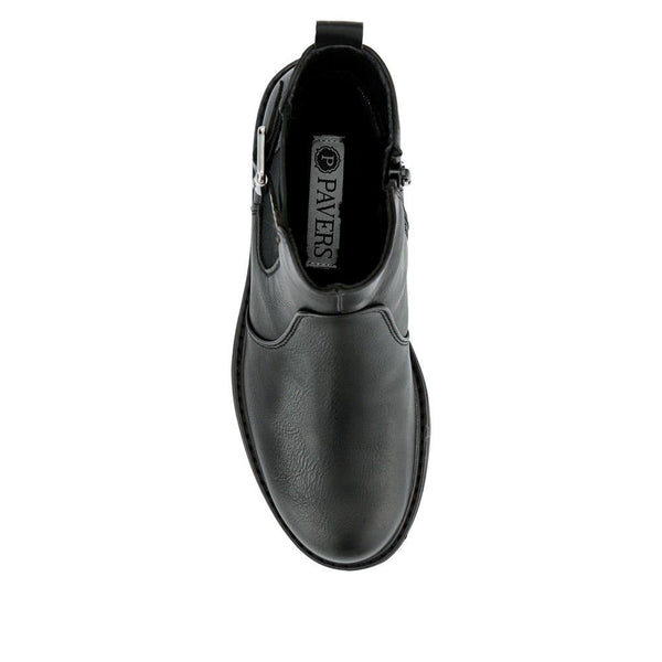 Pavers Casual Block-Heeled Chelsea Boots - Black