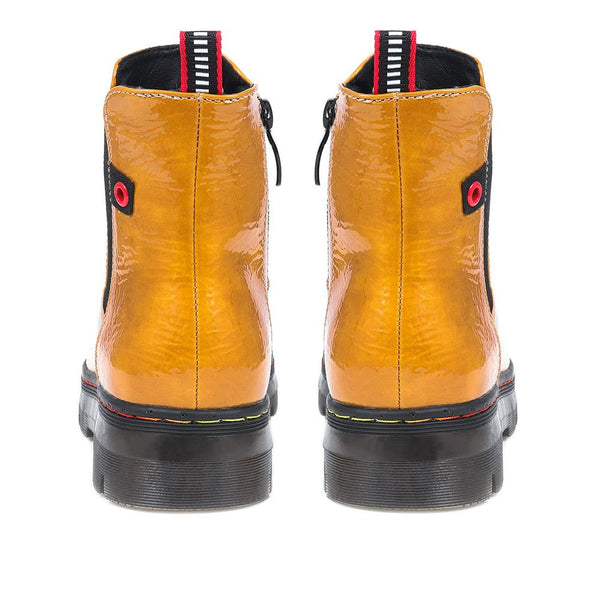 Pavers Casual Chelsea Boots - Mustard Patent