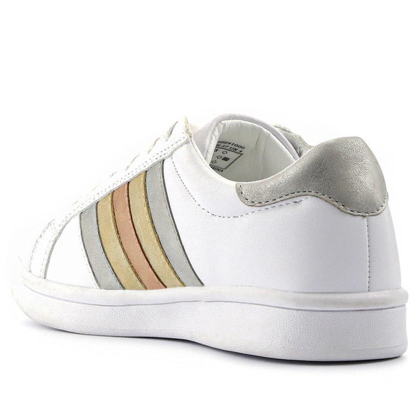 Pavers Casual Lace-Up Trainers - White Metallic
