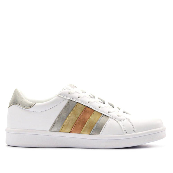 pavers Casual Lace-Up Trainers - White Metallic