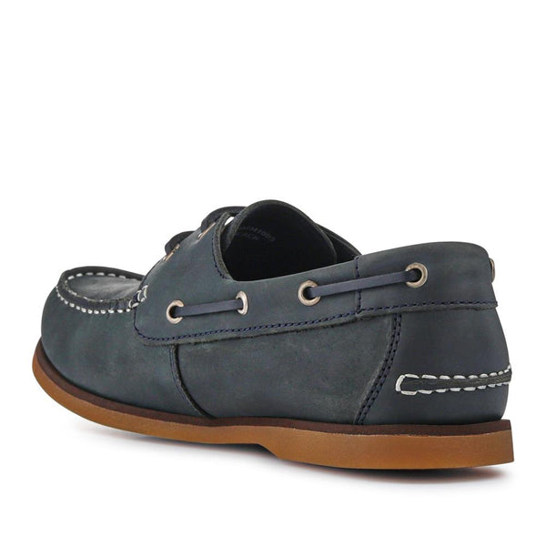 Pavers Casual Leather Boat Shoes - Black