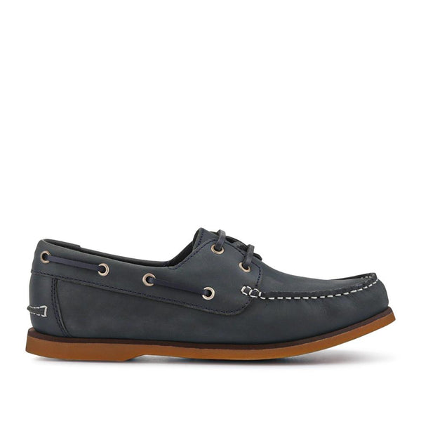 pavers Casual Leather Boat Shoes - Black