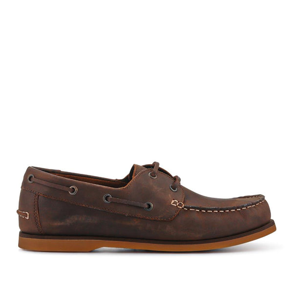 pavers Casual Leather Boat Shoes - Brown