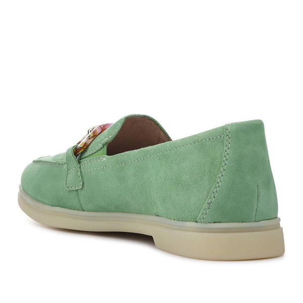 Pavers Casual Leather Heeled Loafers - Green