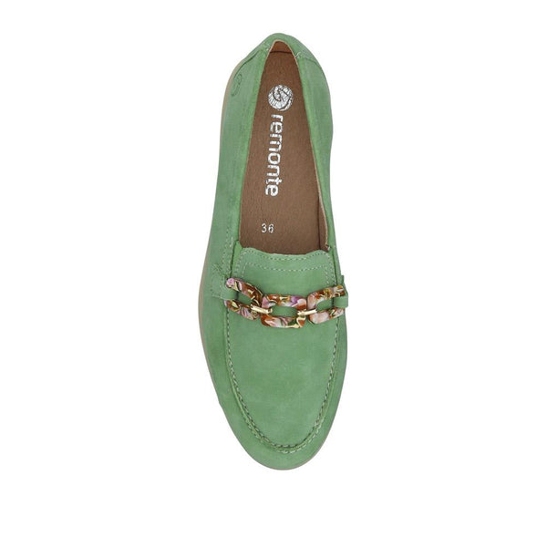 Pavers Casual Leather Heeled Loafers - Green