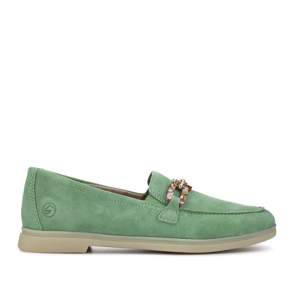 pavers Casual Leather Heeled Loafers - Green