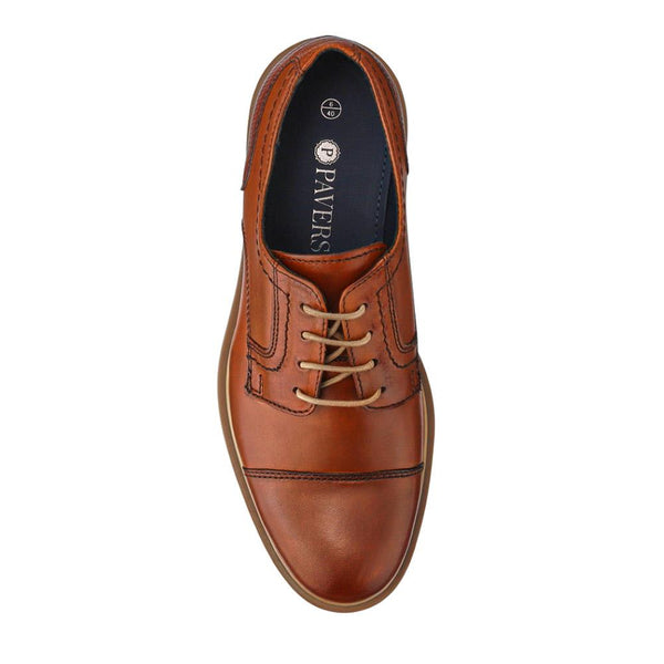 Pavers Casual Leather Lace-Up Shoes - Cognac