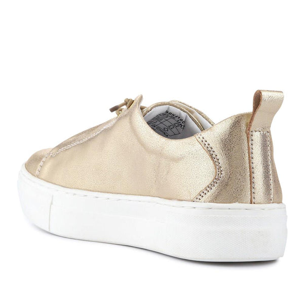 Pavers Casual Leather Lace-Up Shoes - Gold