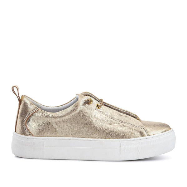 pavers Casual Leather Lace-Up Shoes - Gold