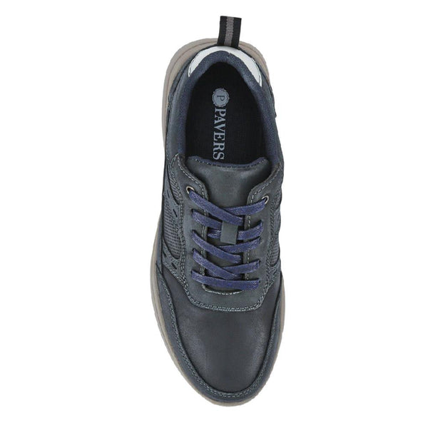 Pavers Casual Leather Lace-Up Shoes - Navy