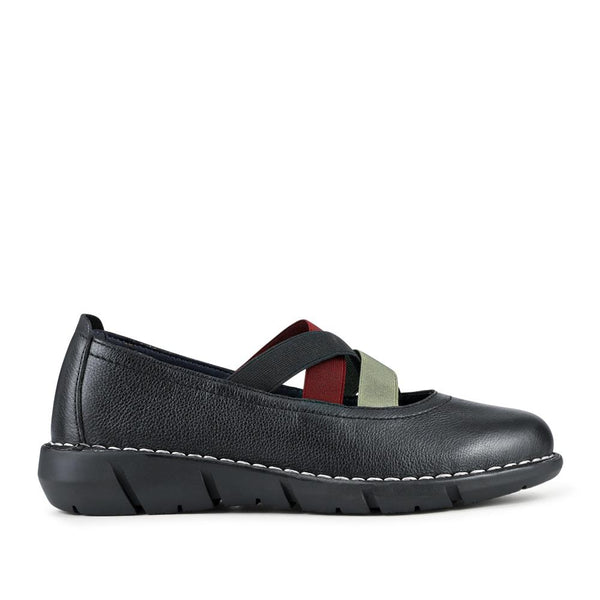 pavers Casual Leather Mary Janes - Black