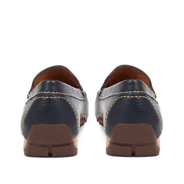 Pavers Casual Leather Moccasins - Navy