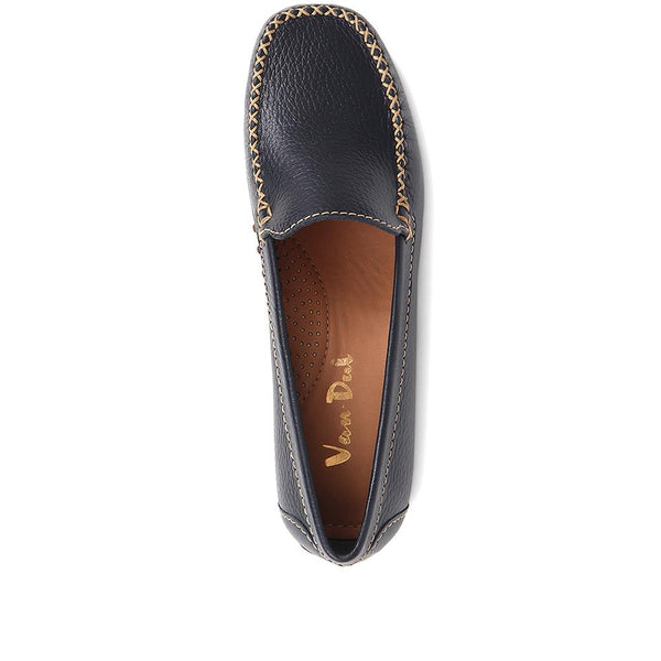 Pavers Casual Leather Moccasins - Navy