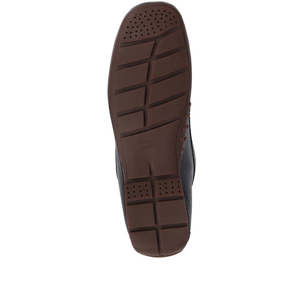 Pavers Casual Leather Moccasins - Navy