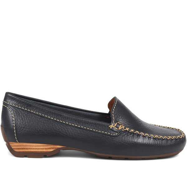 pavers Casual Leather Moccasins - Navy