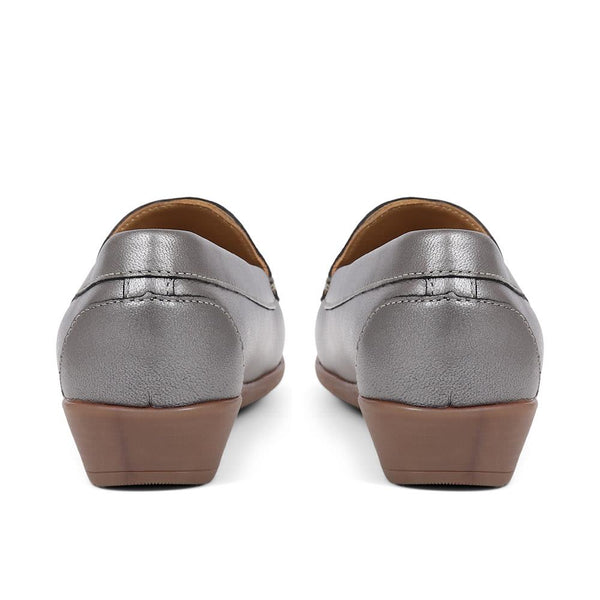 Pavers Casual Leather Moccasins - Pewter