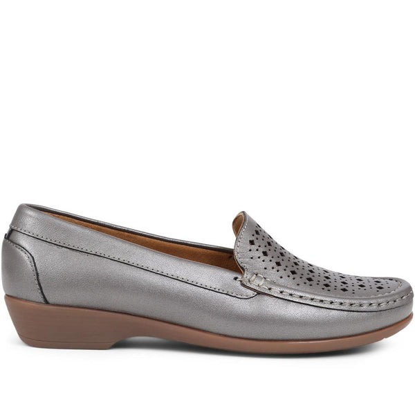 pavers Casual Leather Moccasins - Pewter