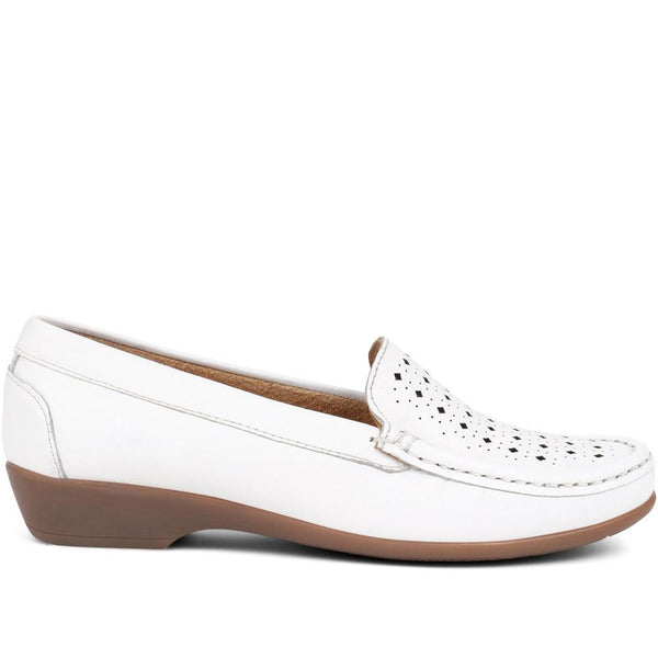 pavers Casual Leather Moccasins - White