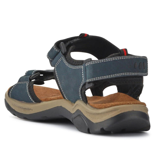 Pavers Casual Leather Sandals - Navy-Brown
