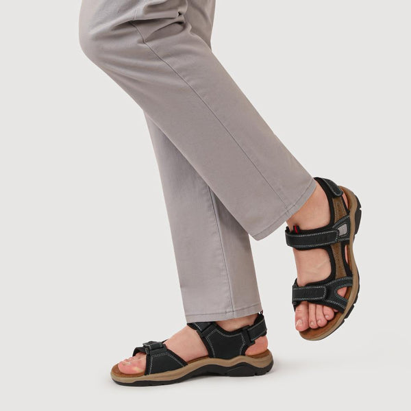 Pavers Casual Leather Sandals - Navy-Brown