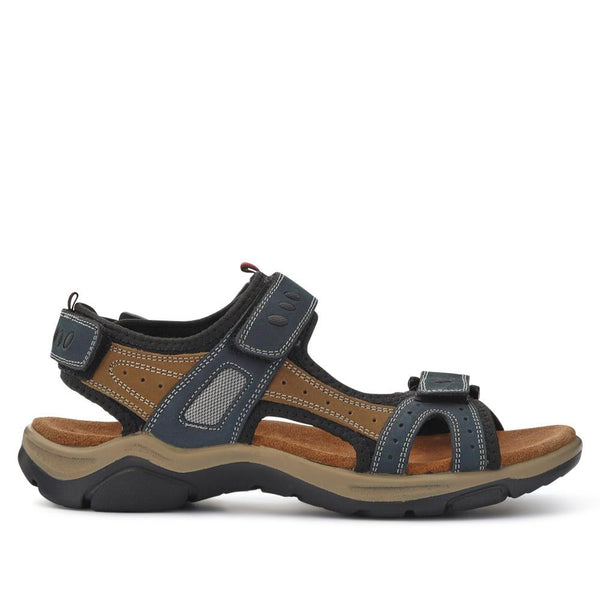 pavers Casual Leather Sandals - Navy-Brown