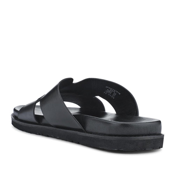 Pavers Casual Men's Leather Slide Sandals - Black