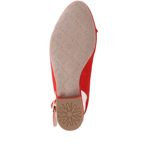 Pavers Casual Slingback Sandals - Red Suede