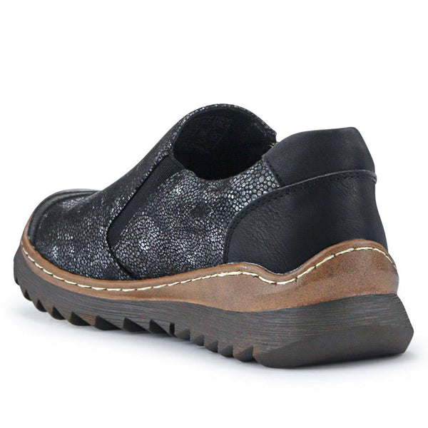 Pavers Casual Slip-On Shoes - Black Floral