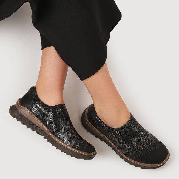 Pavers Casual Slip-On Shoes - Black Floral