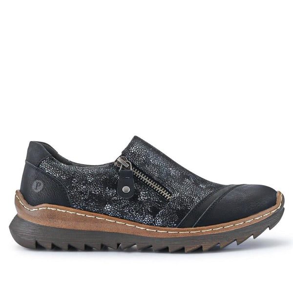 pavers Casual Slip-On Shoes - Black Floral