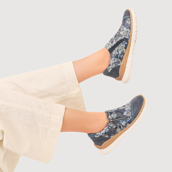 Pavers Casual Slip-On Shoes - BLUE FLORAL