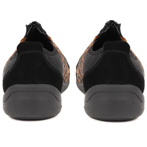 Pavers Casual Zip Up Trainers - Black-Leopard